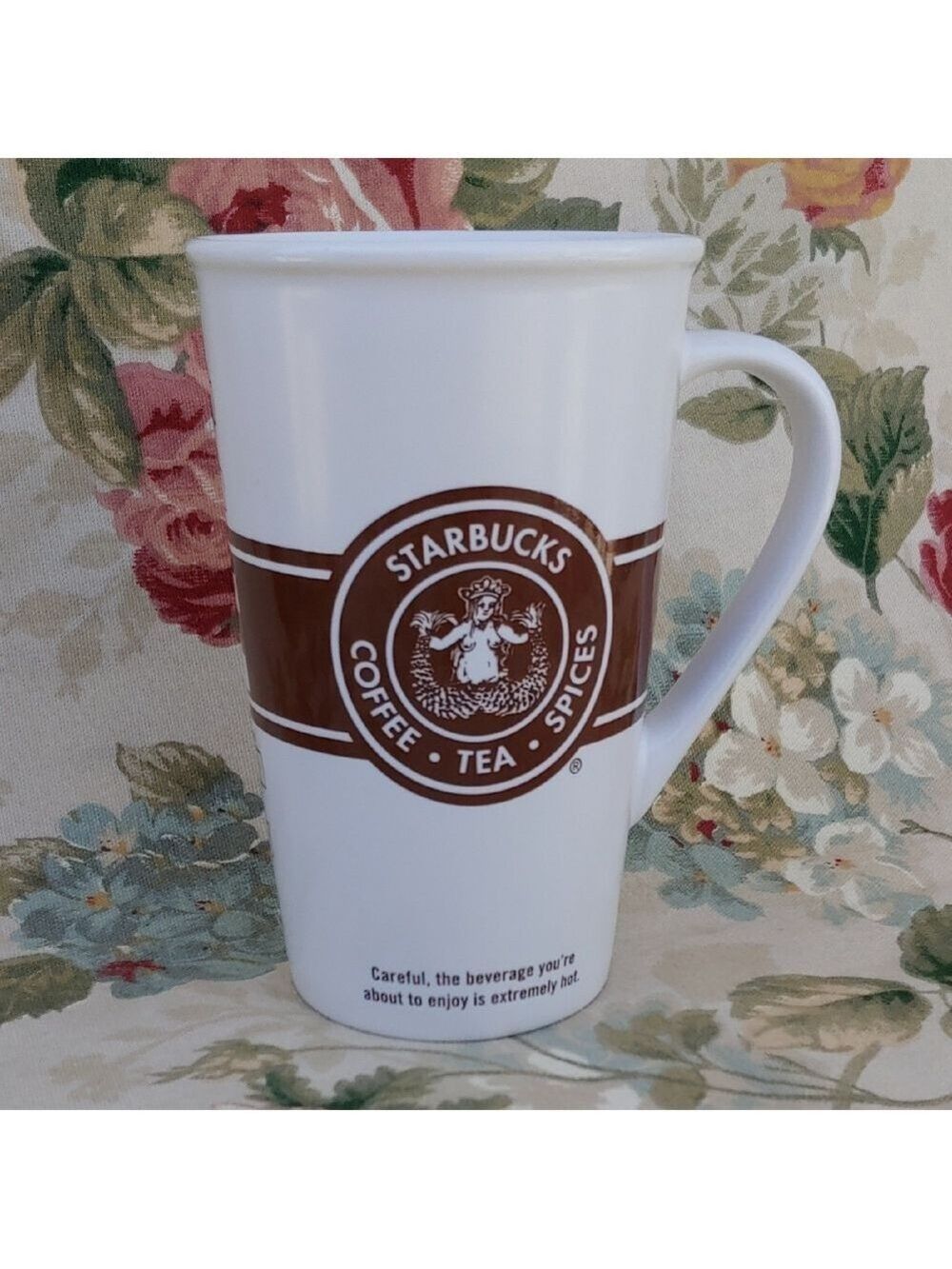 Starbucks Vintage 2008 Tall Ceramic Mug with Original Brown Siren Logo 16 fl oz